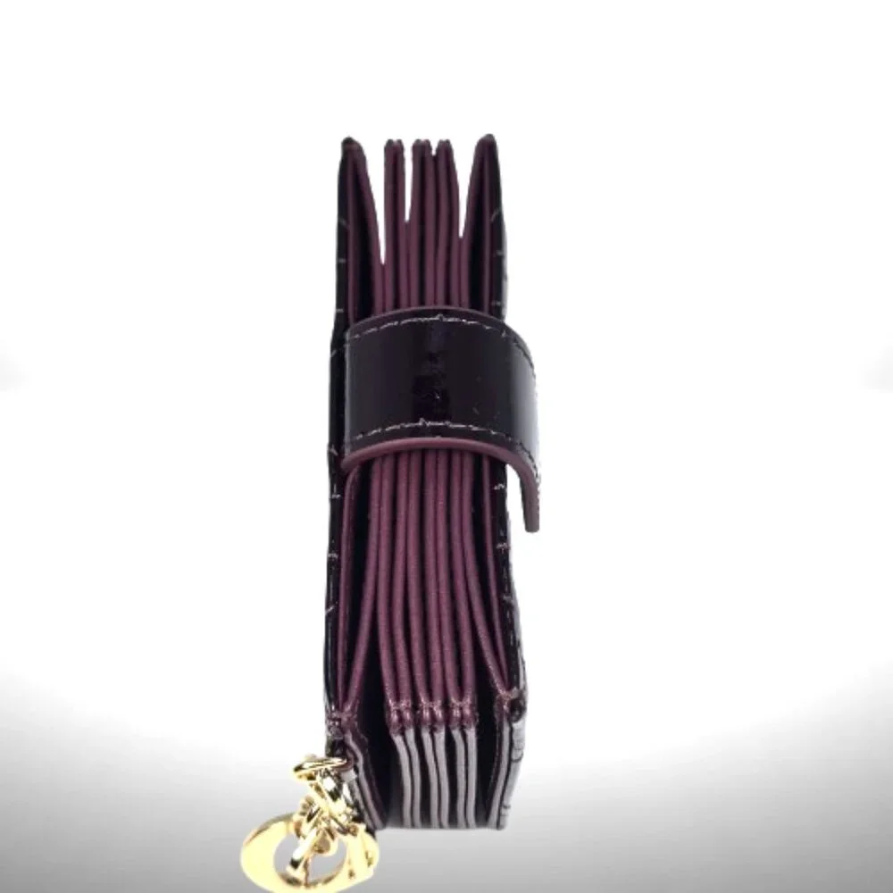 Lady Dior Jasmine Card Holder Cherry Burgundy Patent Cannage Calfskin
